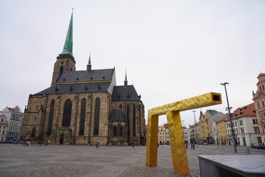 The Cathedral of St. Bartholomew dominates the sklyline of Plzeň