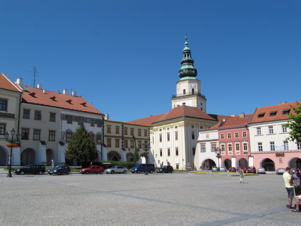 Baroque buildings surround a large square