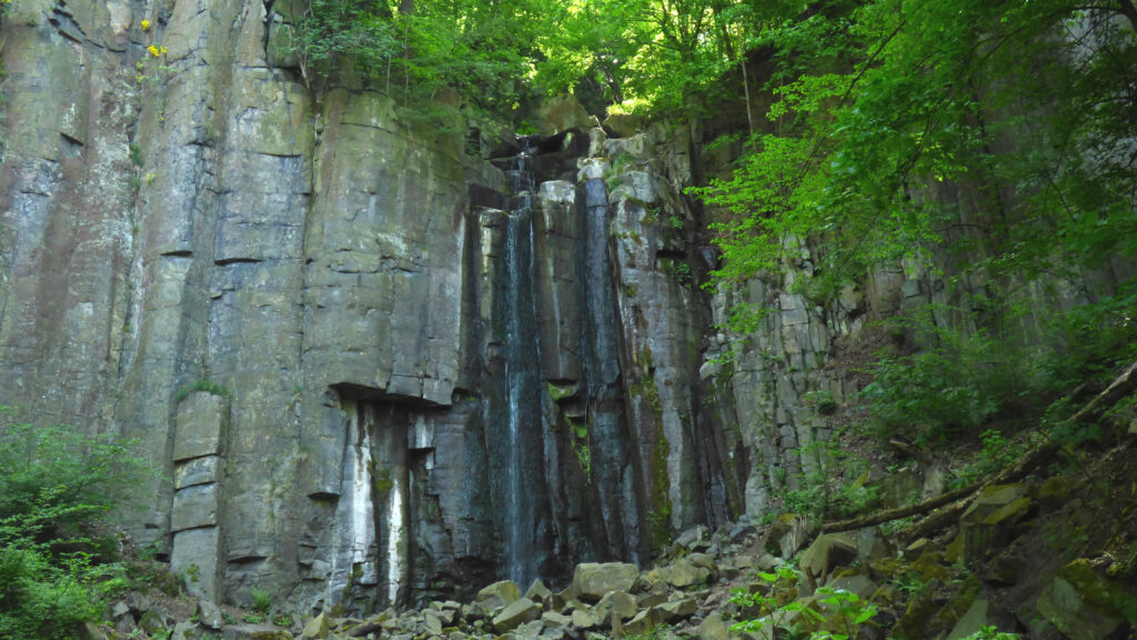 The basalt columns of the Vaňov waterfalls near Ústí nad Labem.