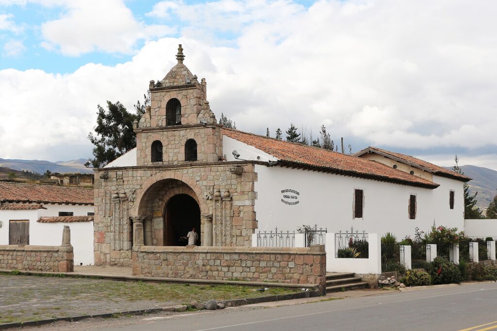 An ancient church sits by the roadside. Much of the building looks newer, but the facade is very old. The Church of María Natividad de Balbanera was built in 1534.