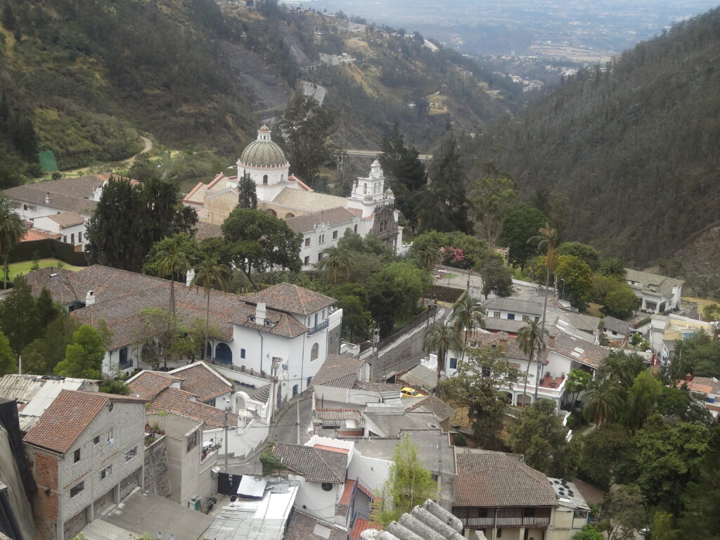 Guápulo, its valleys and churches as seen from the top of the hill in Quito. Wheely Tyred Quito best hidden gems