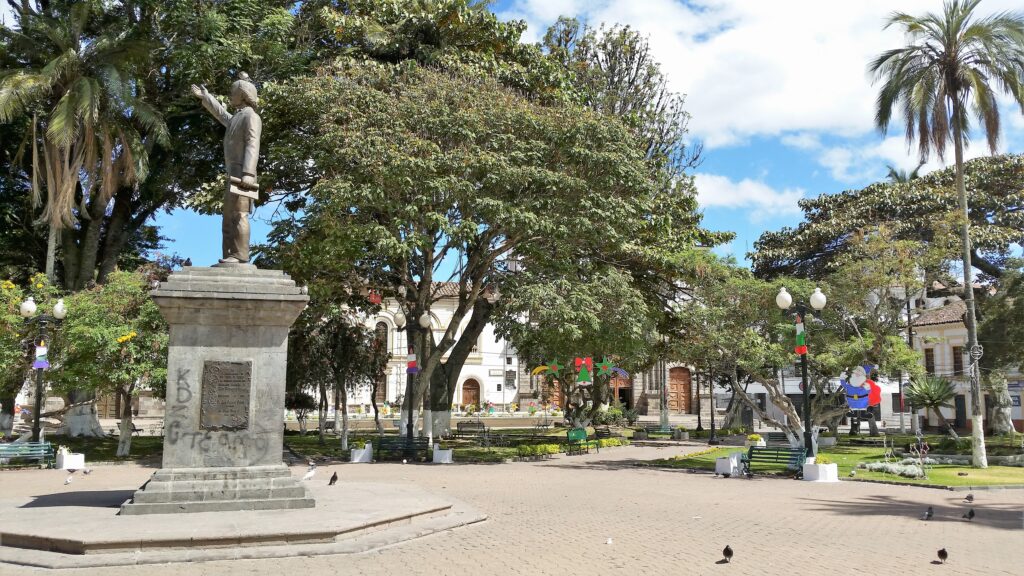 Parque Pedro Moncayo is full of statues and trees. Wheely Tyred Top sights in Ibarra