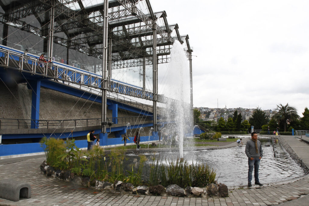 A fountain outside the Yaku Museum of Water in Quito.