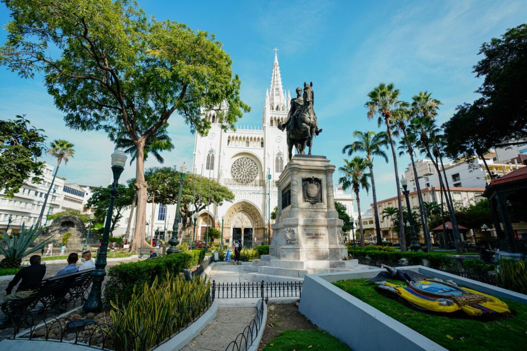 Parque Seminario in Guayaquil has the Catedral Católica Metropolitana and Monument to Simon Bolivar.