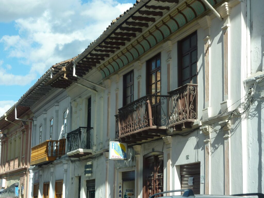 Republican buildings line the streets of Cuenca, Ecuador.