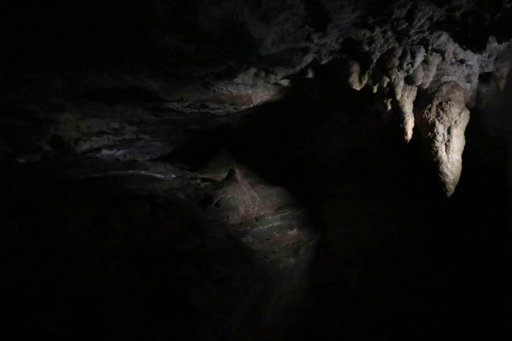 Stalctites can be seen in the dark in Jumandy Caves, Ecuador. Wheely Tyred Hidden Gems in Tena