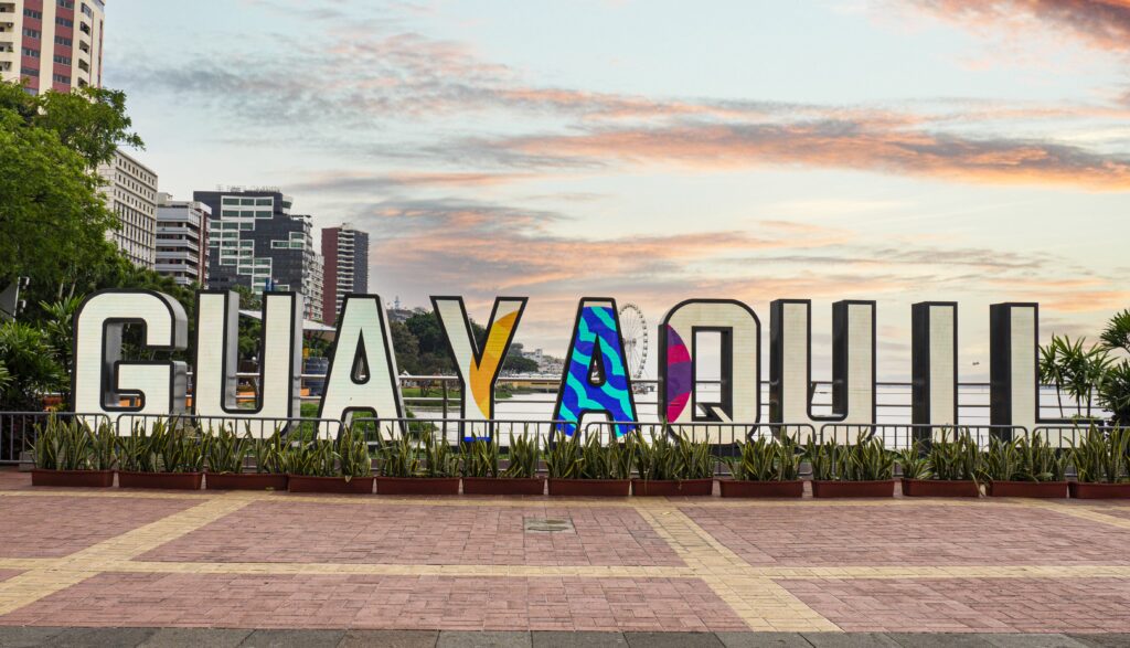 A sign on the Malecon 2000 in Ecuador reads: Guayaquil