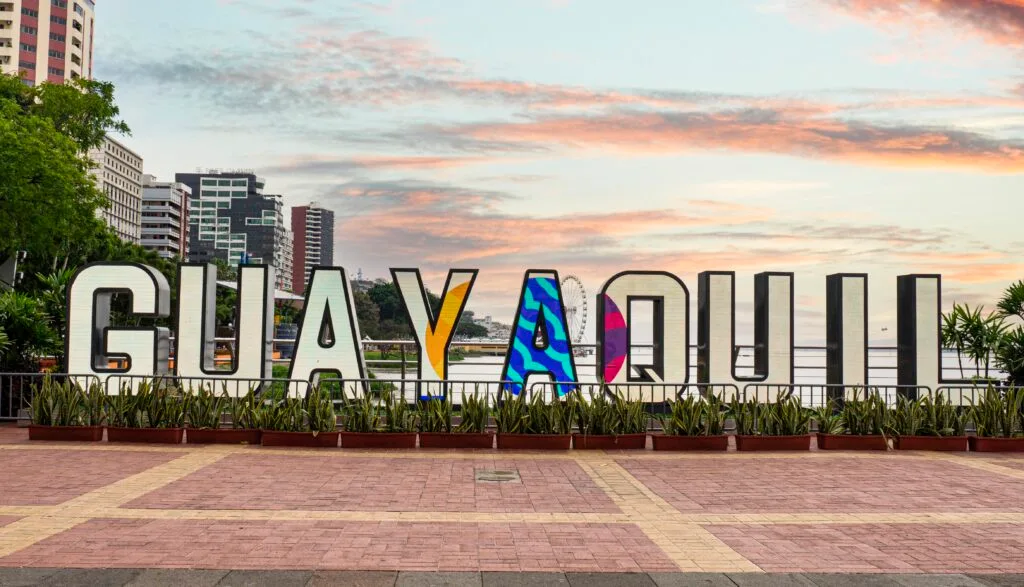 A sign on the Malecon 2000 in Ecuador reads: Guayaquil