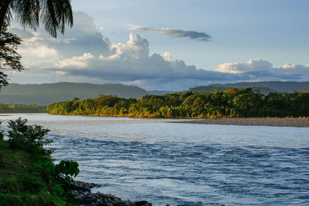 The Napo River flows through the Amazon near Tena, Ecuador.