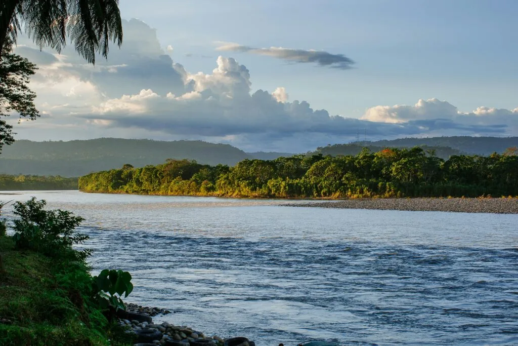 The Napo River flows through the Amazon near Tena, Ecuador.