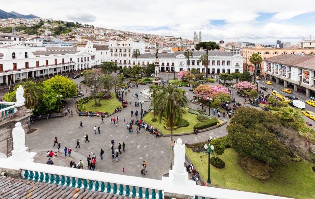 An aerial shout of Independence Square in Quito. Wheely Tyred Best Sierra Ecuador day tours