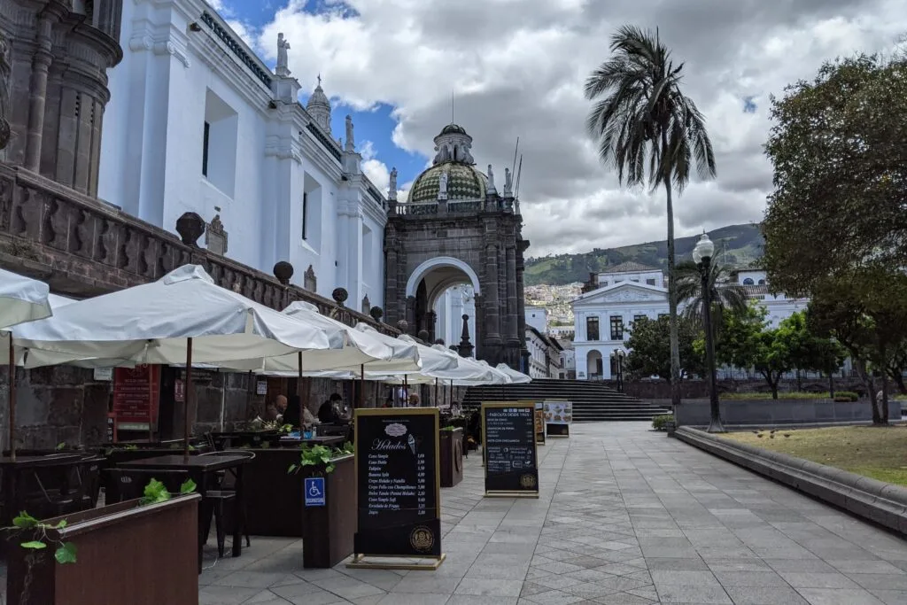 Market stalls are set up in Independence Square, Quito. Wheely Tyred Best Ecuador city tours