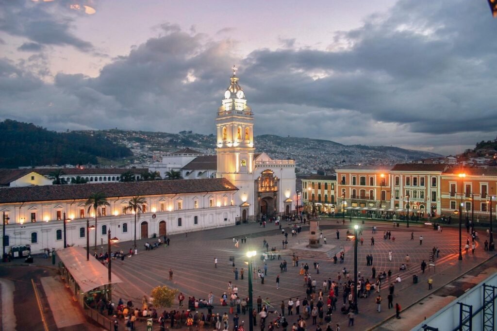 A huge square in front of the Cathedral in Quito. Wheely Tyred Sierra Ecuador attractions