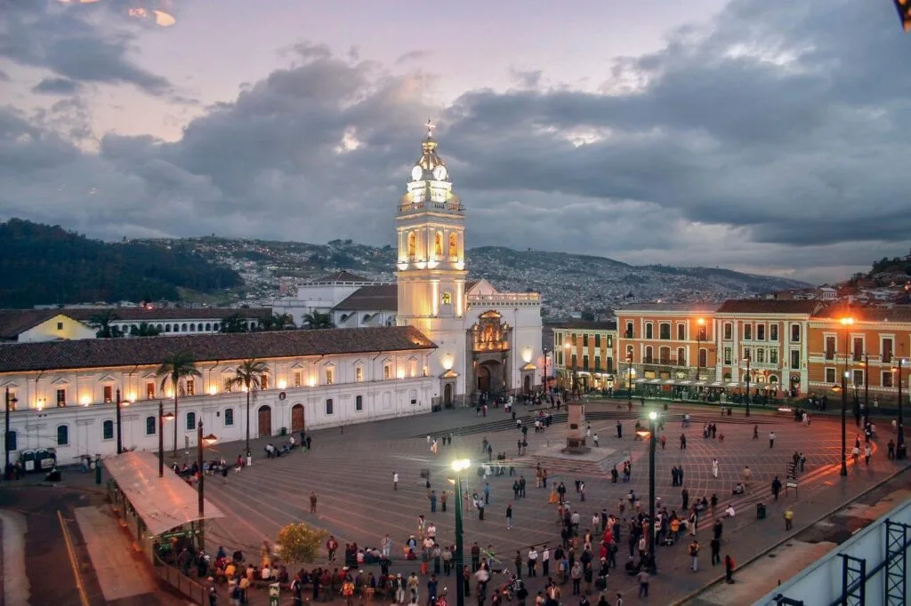 A huge square in front of the Cathedral in Quito, Ecuador