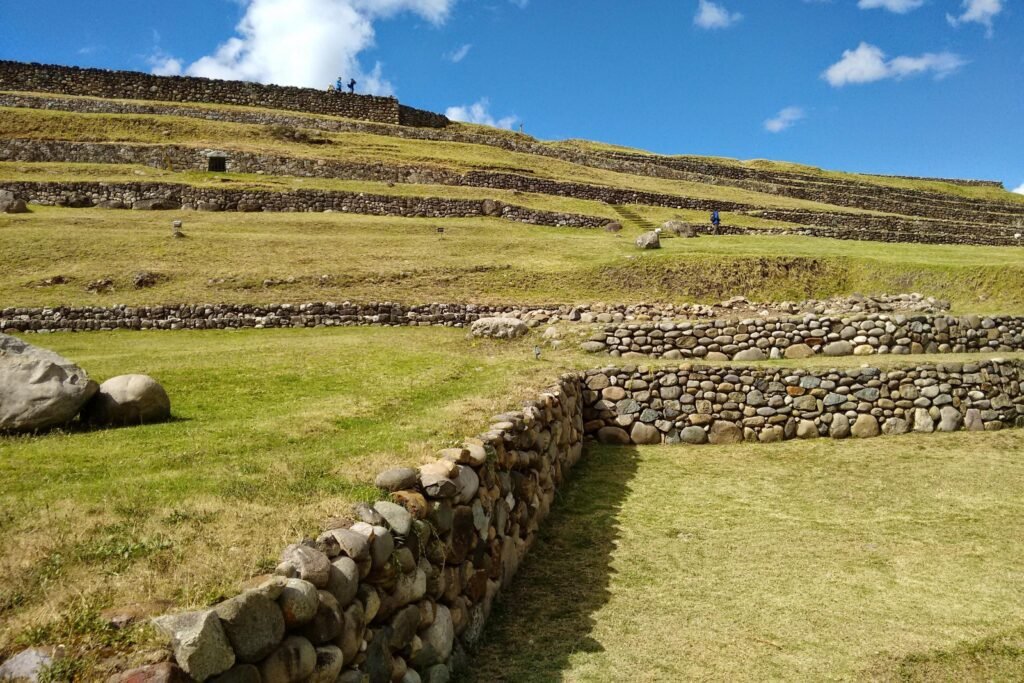 The Incan and Cañari stone terraces at Pumapungo Museum in Ecuador. Wheely Tyred Best bike tours in Cuenca