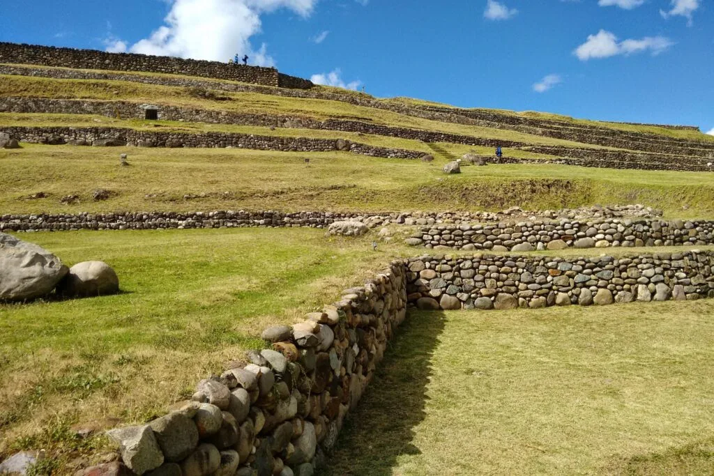 The Incan and Cañari stone terraces at Pumapungo Museum in Ecuador. Wheely Tyred Best bike tours in Cuenca