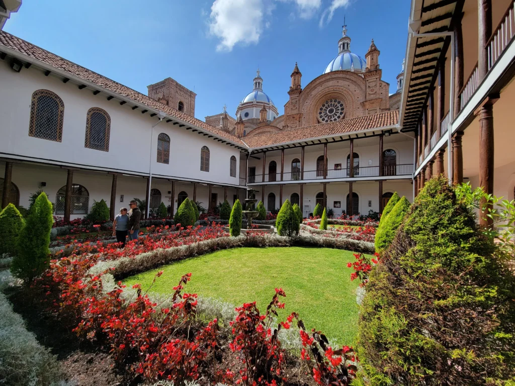 A garden overlooked by the second Cathedral of Ecuador. Wheely Tyred Best Cuenca walking tours