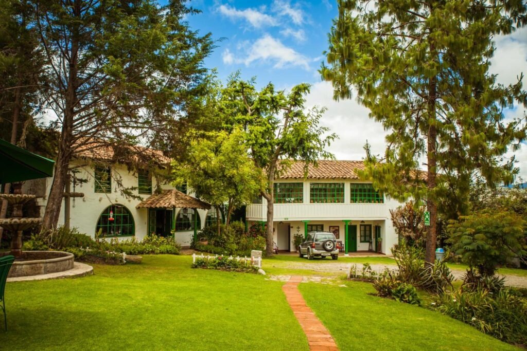 The lawn and main building of a hacienda near Ingapirca, Ecuador