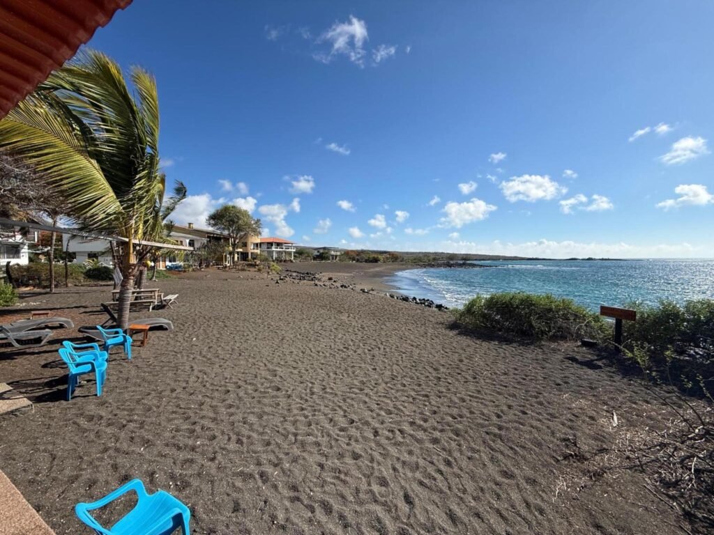 A view of the beach outside the Hotel Wittmer on Floreana Island, Galapagos Islands, Ecuador