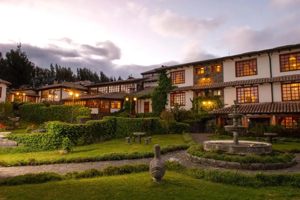 A large colonial style hotel and gardens near Chimborazo, Ecuador