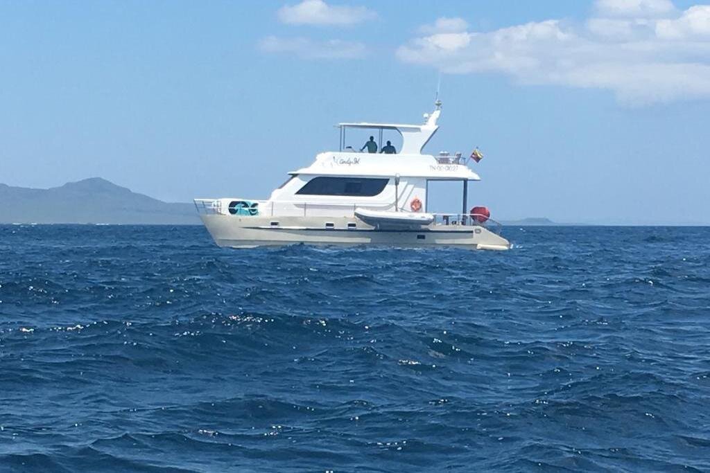A boat in the Pacific Ocean near San Cristobal, Galapagos