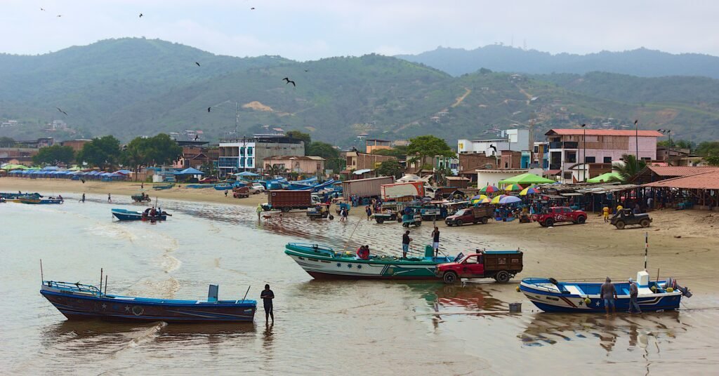 Fishing boats at Puerto Lopez, Ecuador. Wheely Tyred Pack for the Ecuadorian Coast