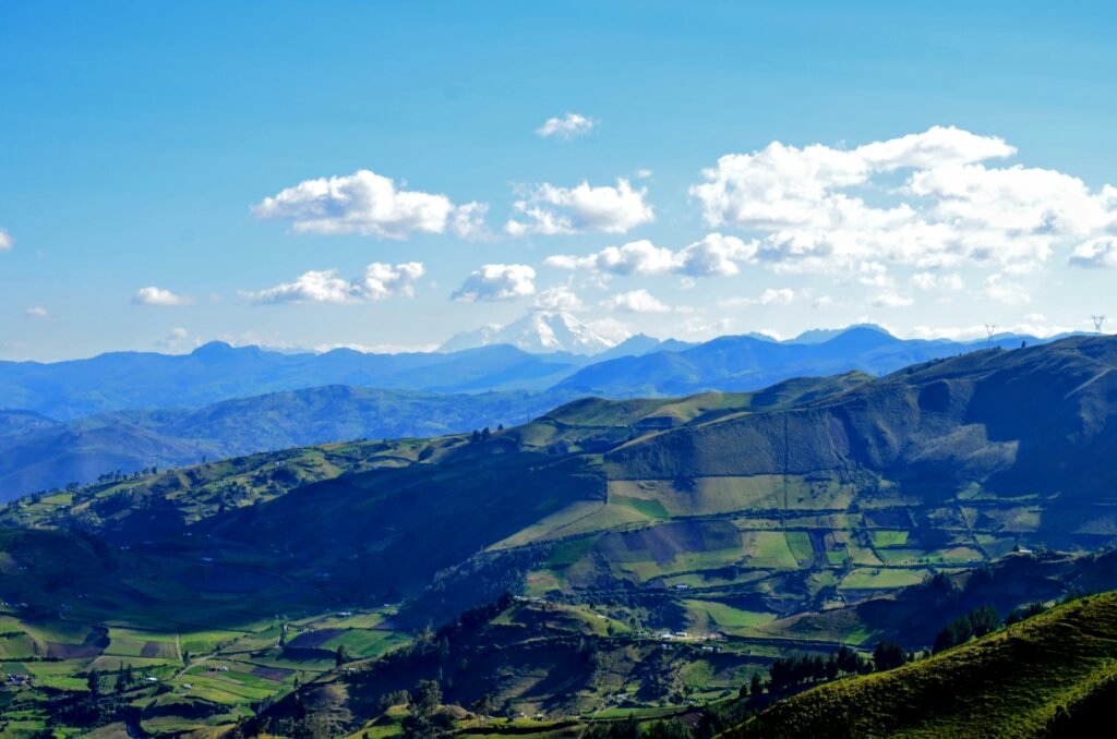 Chimborazo volcano towers over the paramo in Ecuador