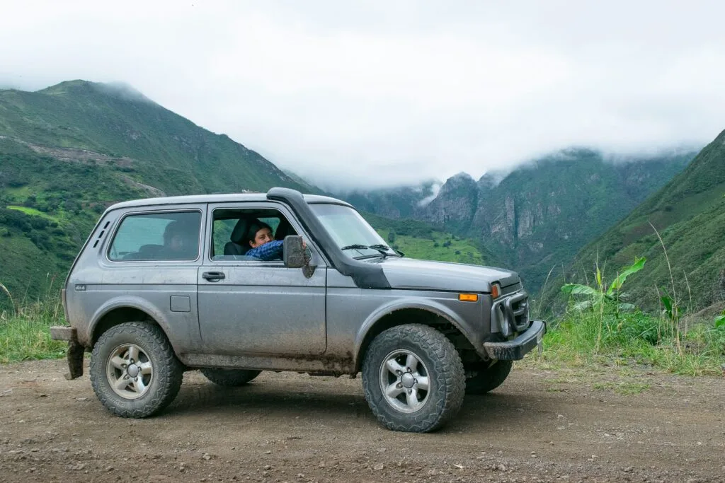A small SUV with a snorkel in the Andes, Loja, Ecuador